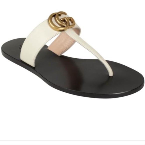 Gucci | Shoes | Authentic Gucci Marmont White Thong Sandals | Poshmark